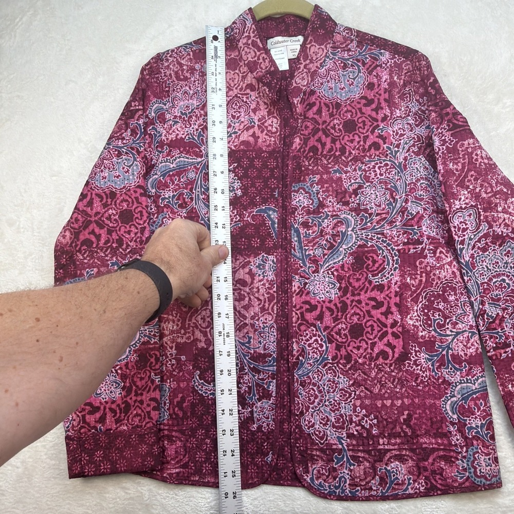 Coldwater Creek Quilted Jacket Women's XS Paisley Patchwork Zip Pink Blue - Picture 4 of 11